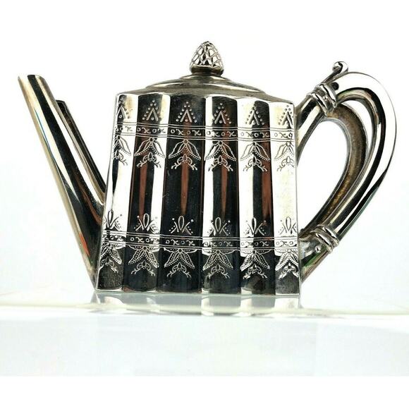 Vintage Godinger Silver Plated Napkin Holder Tea Pot Shape 6.50 x4 Inches Etched - Picture 1 of 12
